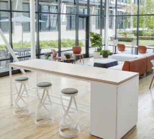 Cultivate Table, X Series Storage, Ribbon Stools, Planes Y-Leg and Maari Seating